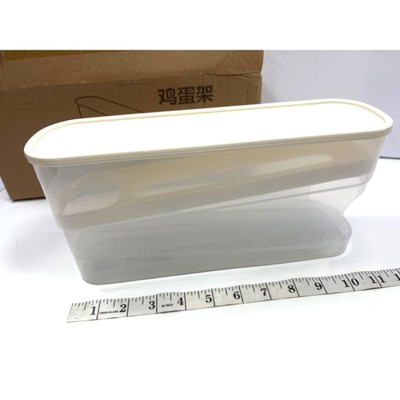 Plastic Egg Storage Container With Lid & Tilted Design For Kitchen Organizing - Picture 3 of 4